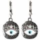ROUND EVIL EYE EARRINGS WITH SILVER FINISH