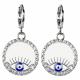 EVIL EYE EARRINGS WITH RHINESTONES AND SILVER FINISH