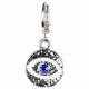 EVIL EYE EARRINGS WITH WITH BLUE STONES AND SILVER FINISH 1