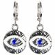 EVIL EYE EARRINGS WITH WITH BLUE STONES AND SILVER FINISH