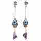 EVIL EYE HAND WITH ROUGH STONE EARRINGS