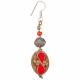 CORAL OVAL BRASS INLAID NEPALI EARRINGS (TEAR DROP) 1