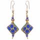 LAPIS/TQ DIAMOND BRASS INLAID NEPALI EARRINGS (TEAR DROP)