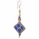 LAPIS/TQ DIAMOND BRASS INLAID NEPALI EARRINGS (TEAR DROP) 1