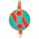 CORAL/TQ ROUND BRASS INLAID NEPALI EARRINGS 2