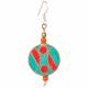 CORAL/TQ ROUND BRASS INLAID NEPALI EARRINGS 1