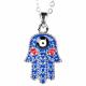 SILVER NECKLACE WITH COLORED EVIL EYE HAMSA CHARM