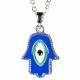 SILVER NECKLACE WITH STUDDED EVIL EYE HAMSA CHARM