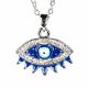 SILVER EVIL EYE CHARM NECKLACE WITH RHINESTONES