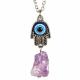 EVIL EYE HAND WITH ROUGH STONE NECKLACES