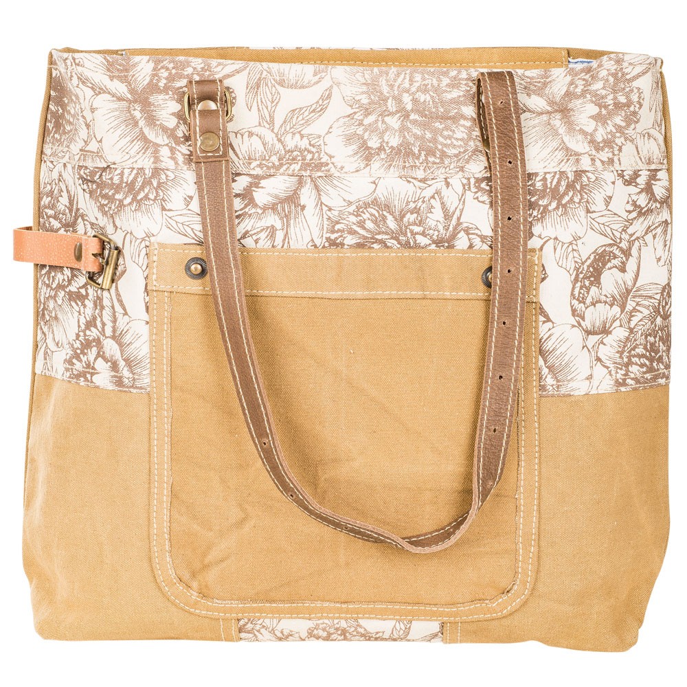 CREAM FLORAL TOTE BAG