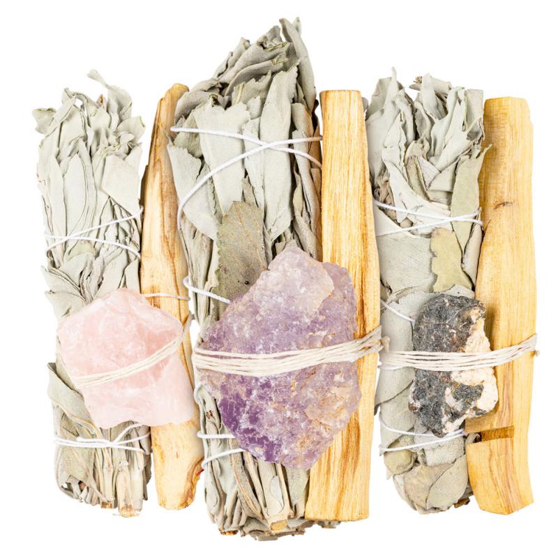 SAGE BUNDLE W/ GEMSTONE AND PALO SANTO