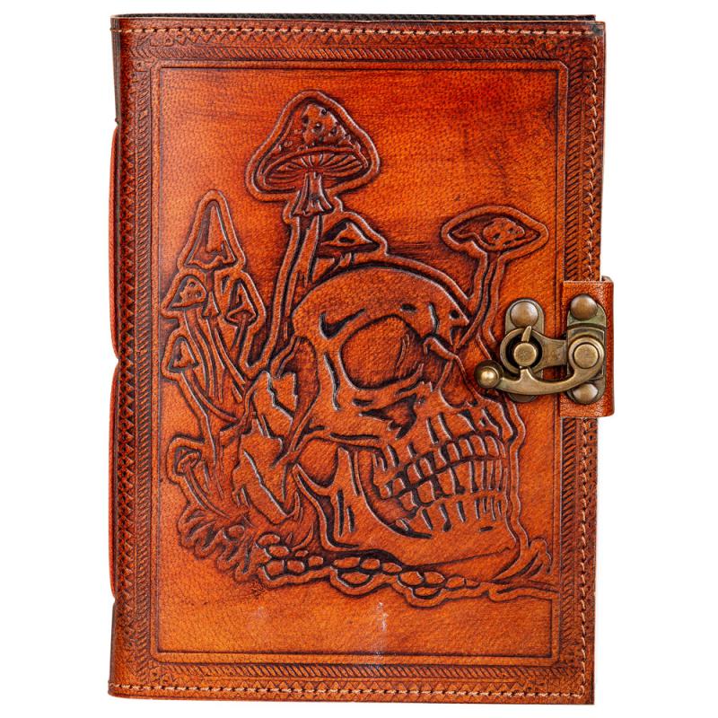 SKULL AND MUSHROOMS LEATHER JOURNAL