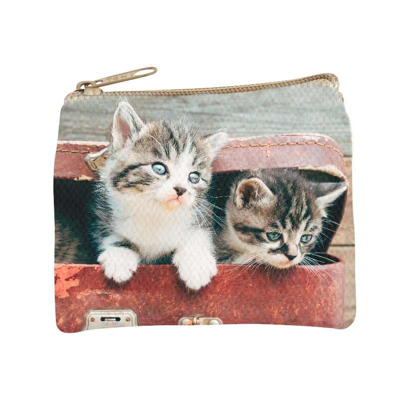 KITTENS GRAPHIC PRINT COIN PURSE