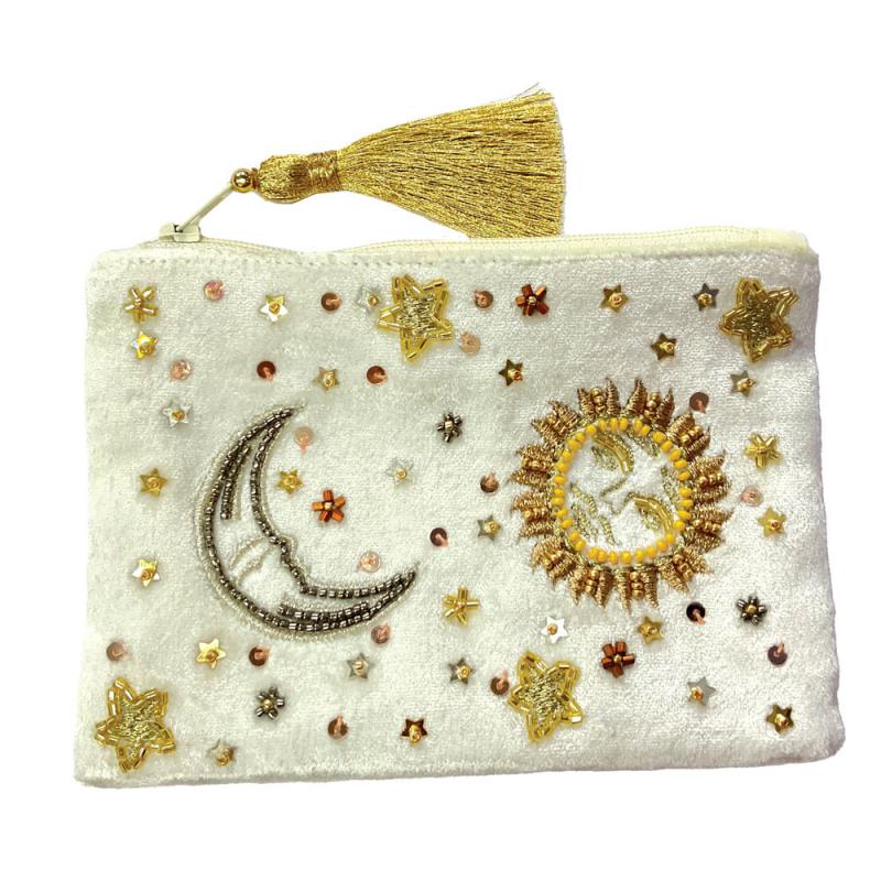 SUN AND MOON WHITE COIN PURSE