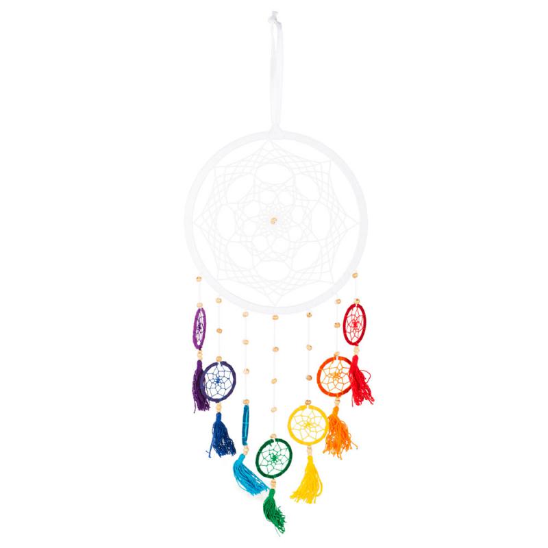 WHITE SUEDE RAINBOW DREAMCATCHER