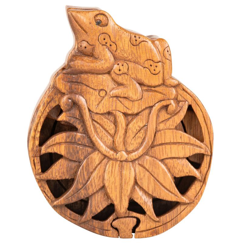 FROG ON A LOTUS PUZZLE BOX