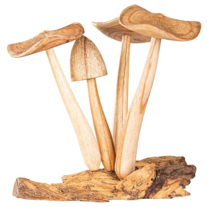 WOODEN 4 MUSHROOMS