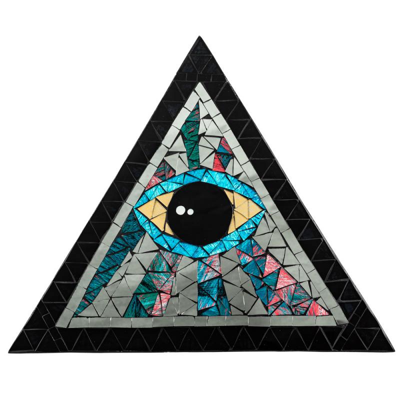 TRIANGULAR MOSAIC WALL HANGING EVIL EYE