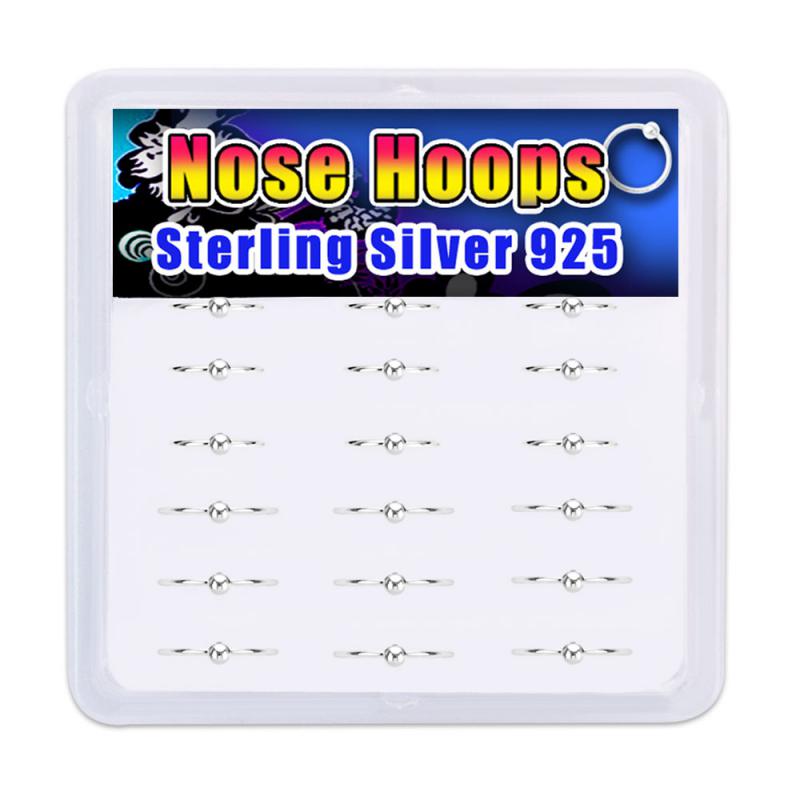 18 PIECE SILVER NOSE HOOP DISPLAY