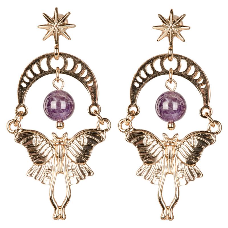 MOON PHASES MOTH EARRINGS