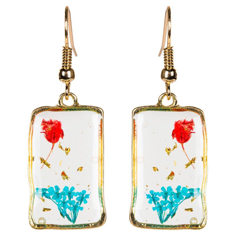 DRIED FLOWER RECTANGLE EARRING