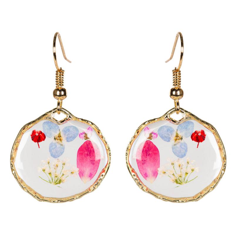 DRIED FLOWER ROUND EARRINGS