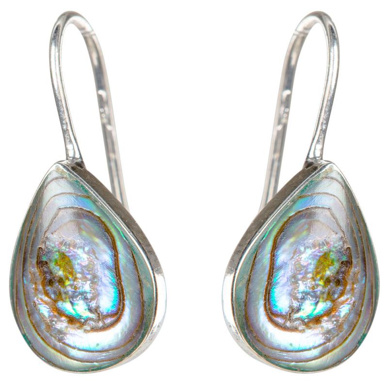 SILVER ABALONE SHELL TREA DROP SIMPLE EARRINGS