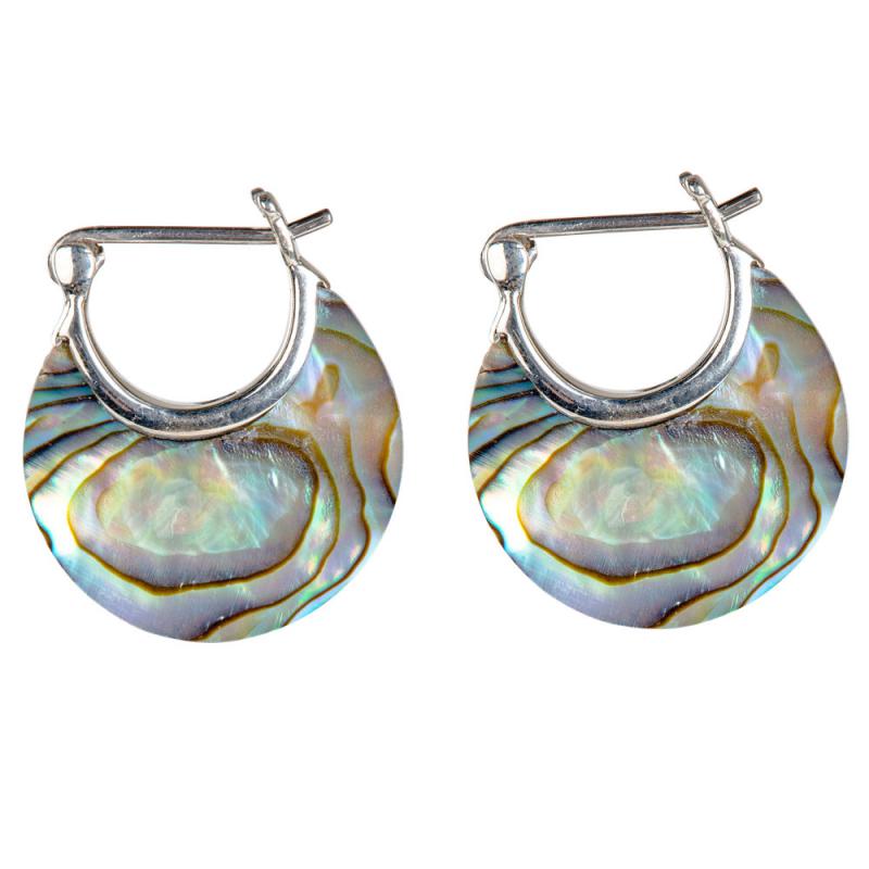 SILVER ABALONE SHELL HALF MOON EARRINGS