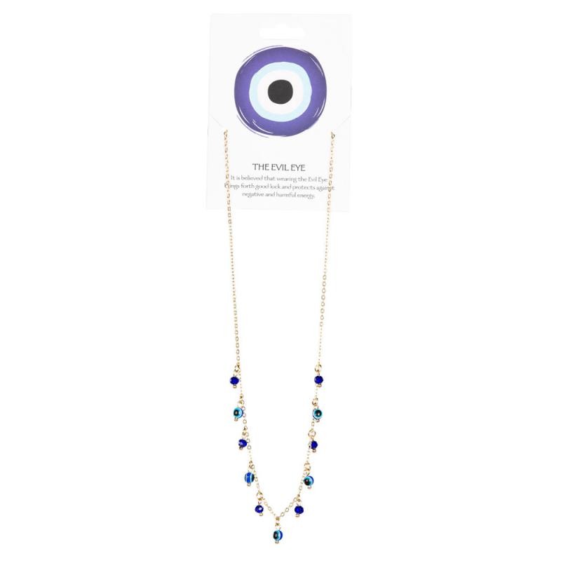 MOON/STAR MULTI COLORED EVIL EYE NECKLACE