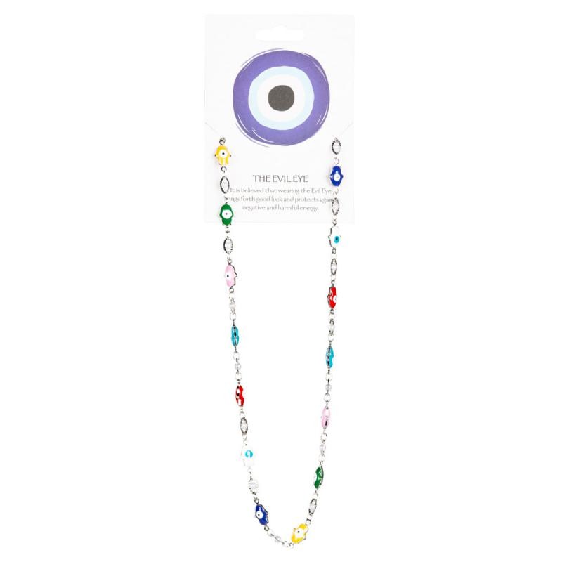 HAMSA EVIL EYE MULTI COLORED ADJUSTABLE NECKLACE