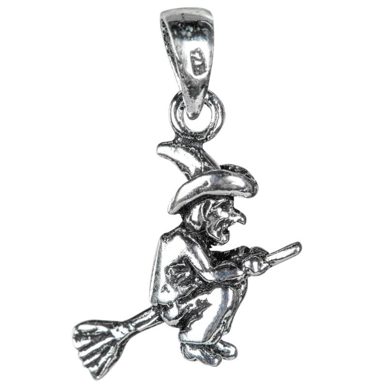 STERLING SILVER WTICH ON BROOM PENDANT