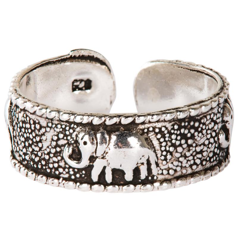 ADJUSTABLE SILVER ELEPHANT TOE RING