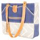 BLUE WITH WHITE AND BLACK STRIPES TOTE 1