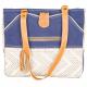 BLUE WITH WHITE AND BLACK STRIPES TOTE