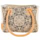 TAN CANVAS SHOULDER BAG WITH PRINT