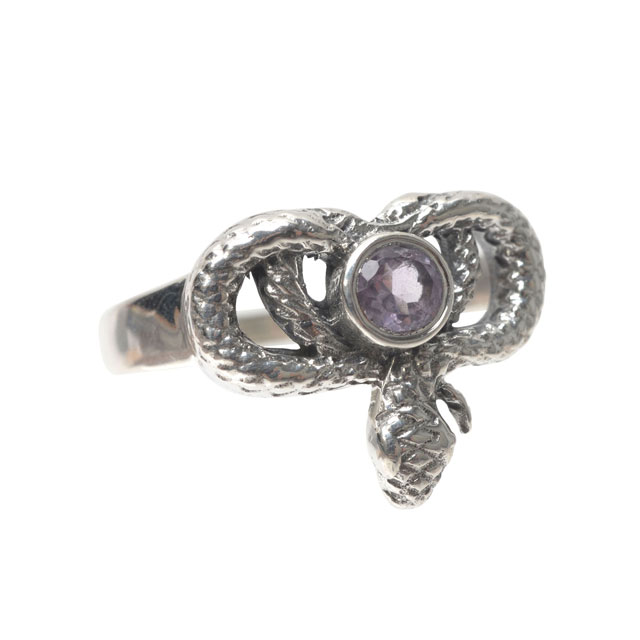 STERLING SILVER COBRA W/ AMETHYST RING