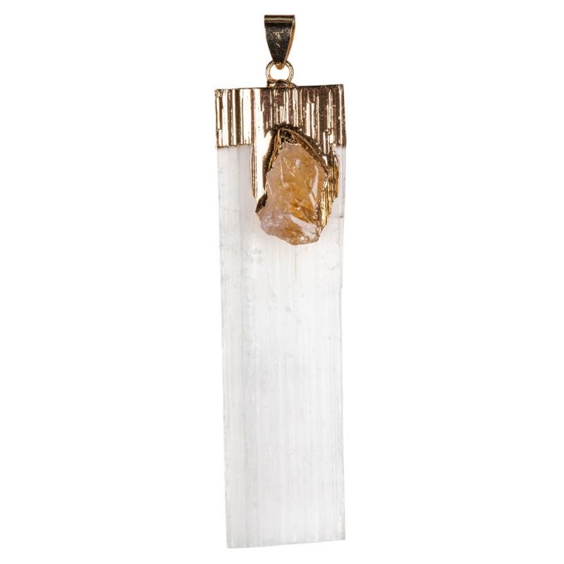 SELENITE PENDANT WITH CITRINE