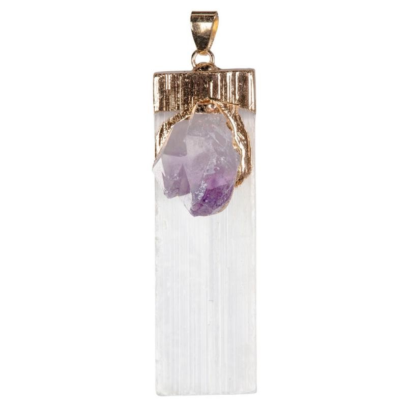 SELENITE PENDANT WITH AMETHYST