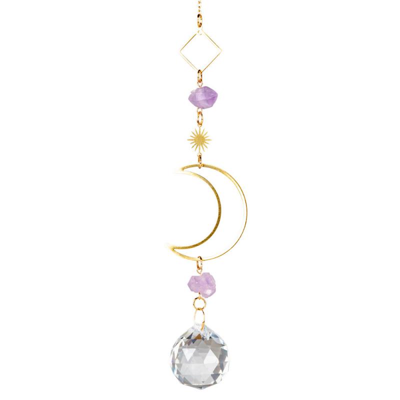 MOON WITH AMETHYST CRYSTAL SUNCATCHER