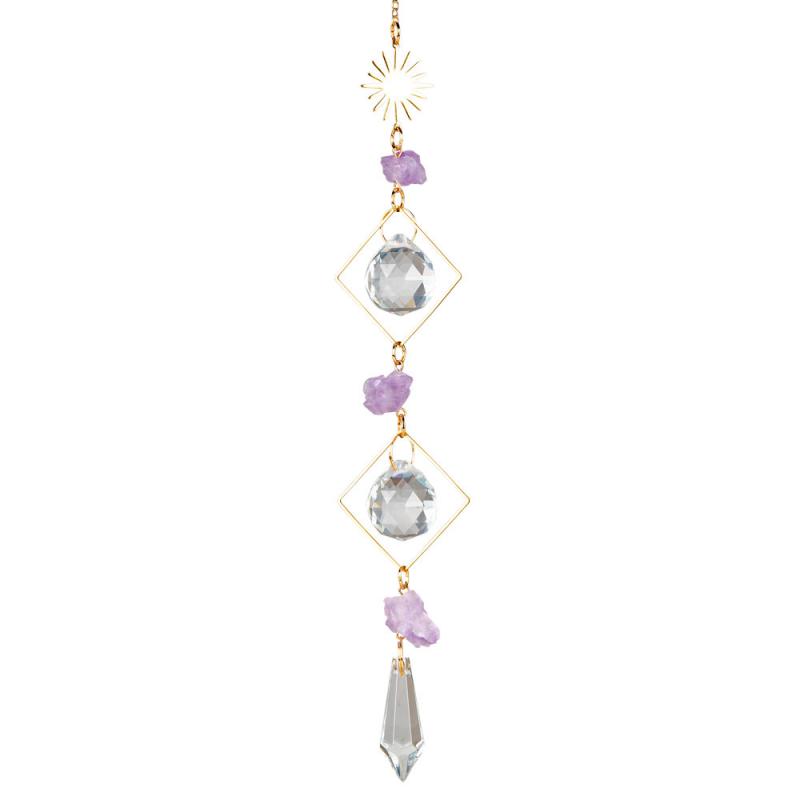 SUN WITH AMETHYST DOUBLE TRIANGLE CRYSTAL SUNCATCHER