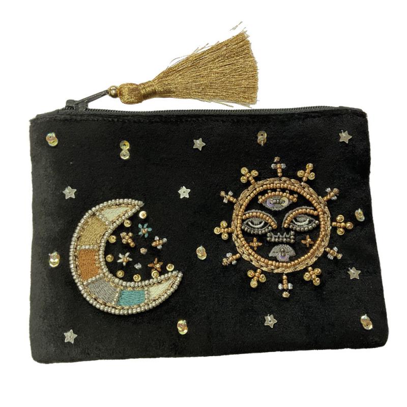 SUN AND MOON BLACK COIN PURSE