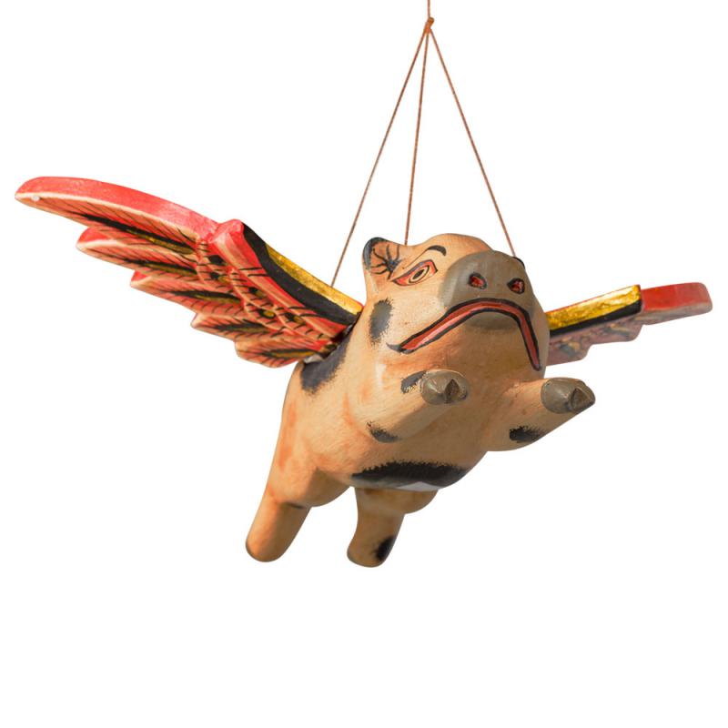 WOODEN HANGING FLYING PIG