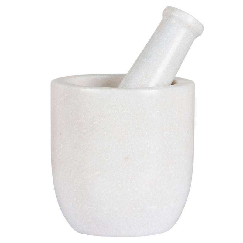 SMOOTH WHITE MARBLE MORTAR & PESTLE