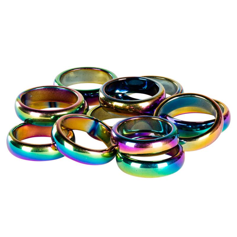 4MM RAINBOW HEMATITE RINGS (1 DOZEN)