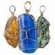 WIRE WRAP ROGH STONE AND GOLD PENDANTS