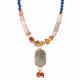 MIXED STONES NECKLACE WITH LAPIS BEADS AND LABRADORITE PENDANT