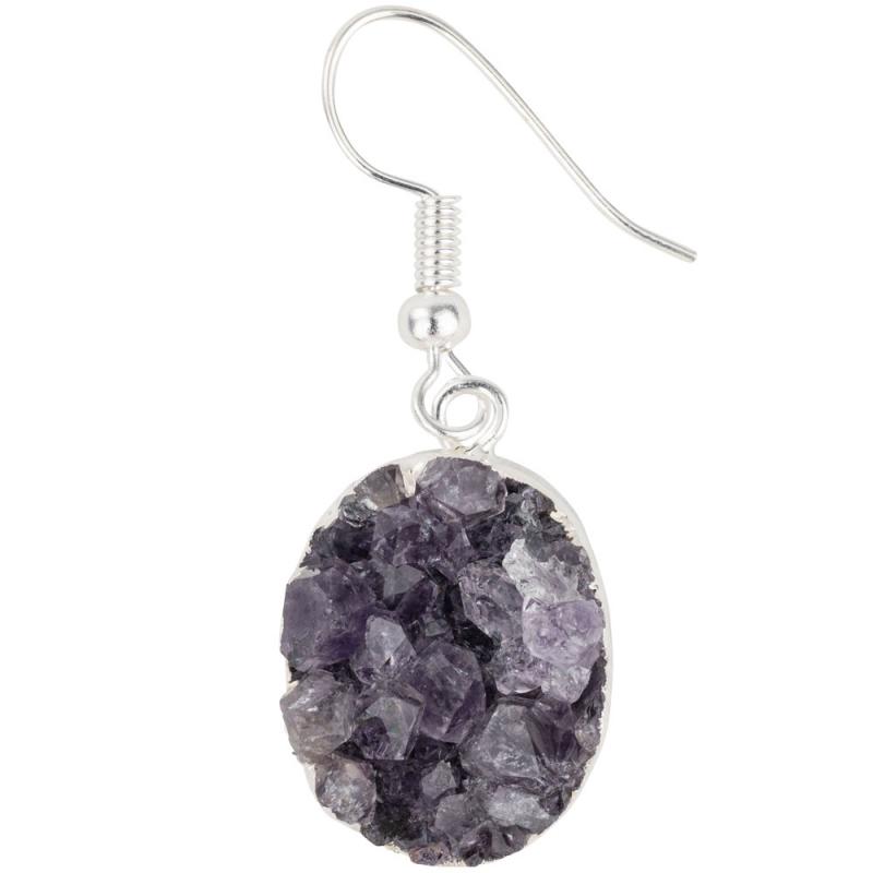 AMETHYST DRUZY OVAL EARRING