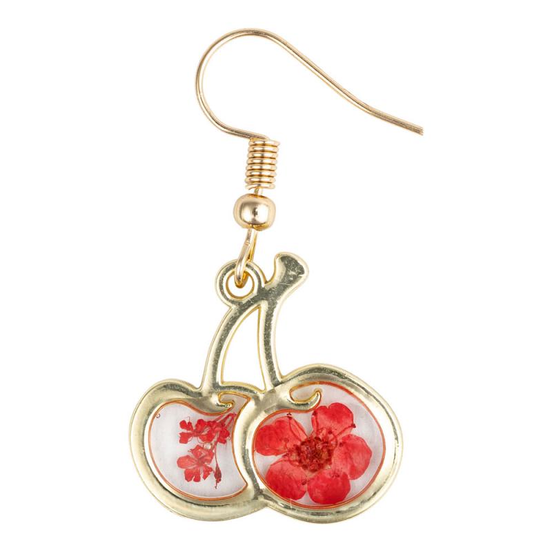 CHERRY SHAPE DRIED FLOWERS EARRINGS