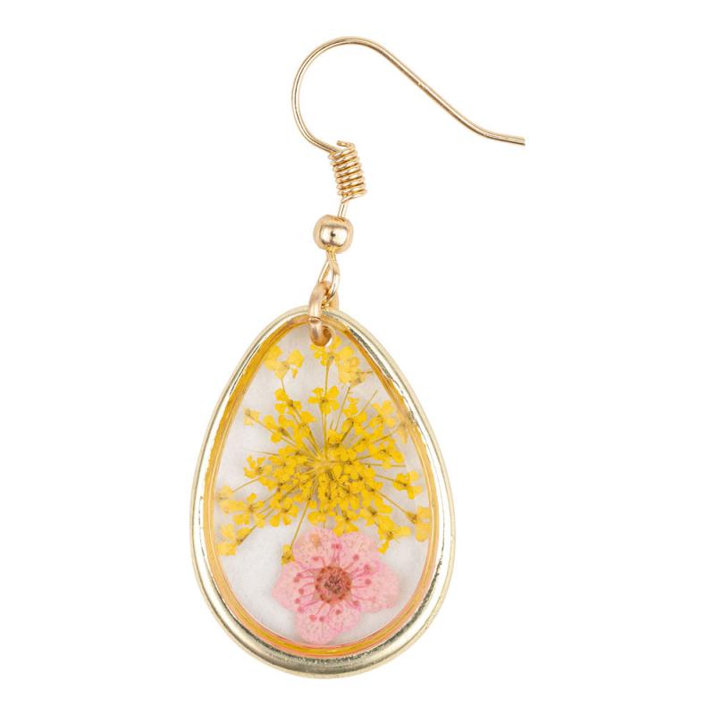 TEAR DROP SHAPE DRIED FLOWER EARRINGS